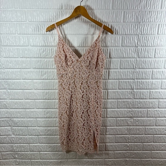 Lulus She's A Knockout Blush Lace Sheath Dress Small NWT - Picture 3 of 7